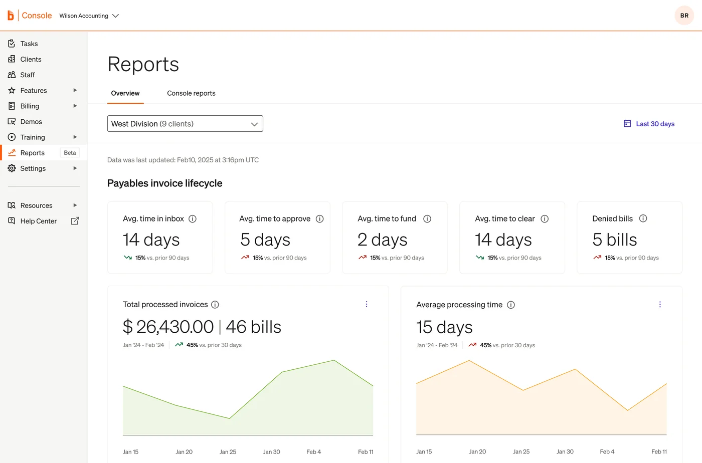 BILL Accountant Console Reports